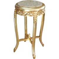 Casa Padrino Barock Beistelltisch mit Marmorplatte Rund Gold/Creme 72