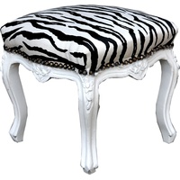 Casa Padrino Barock Fußhocker Zebra/Weiß / Antik Stil Möbel