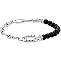 Thomas Sabo Armband mit schwarzen Onyx-Beads und Kettengliedern Silber,