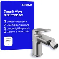 Duravit Wave Einhebel-Bidetarmatur (Auslauf Höhe 85 mm), Bidetmischer mit