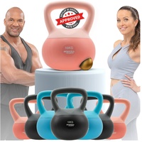 MIWEBA Sports Soft-Kettlebell KB100, 4-10 kg, PVC-Kugelhantel, Eisengranulat, rosa/türkis/grau