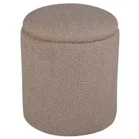 VCM ebuy24 Pouf, Hocker mit Aufbewahrung Ø32cm Teddystoff beige.