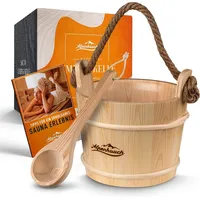 Alpenhauch Sauna Eimer mit Kelle [100% Naturholz] - Edler