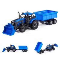 Polesie Spielzeug-Traktor 91833 Frontlader Kippanhänger Schwungantrieb Radlader blau