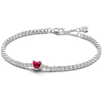 Pandora Timeless Rotes Funkelndes Herz Tennisarmband aus Sterling-Silber mit