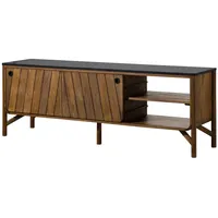 MASSIVMOEBEL24.DE Sideboard Mango 185x45x65 braun geölt / dunkler Granit