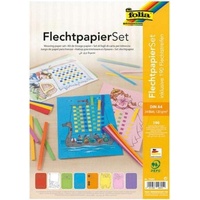 Folia Flechtpapier Set, 24 Flechtbögen, DIN A4, inklusive Flechtstreifen,