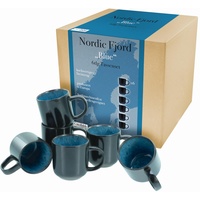 CreaTable Nordic Fjord, 6-teiliges Geschirrset, Kaffeebecher Set aus Steinzeug,