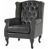 Mendler Sessel Relaxsessel Clubsessel Ohrensessel Chesterfield, Kunstleder ~ schwarz