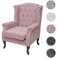 Mendler Sessel Chesterfield, Relaxsessel Clubsessel Ohrensessel, wasserabweisend Stoff/Textil ~