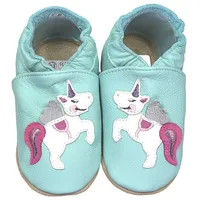 HOBEA-Germany Kitaschuhe Safestep, Kinderhausschuhe, Lederschuhe (Einhorn Mint, 26/27) -