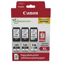 Canon PG-545XLx2/CL-546XL schwarz, color Druckköpfe + Fotopapier für PIXMA