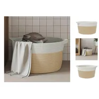 VidaXL Aufbewahrungskorb Beige und Weiß Ø40x25 cm Baumwolle