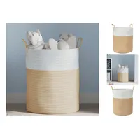 VidaXL Aufbewahrungskorb Beige und Weiß Ø38x46 cm Baumwolle