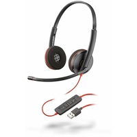 Poly Blackwire 3220 USB-Headset schwarz, rot