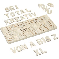 Relaxdays Holzbuchstaben + Stoffbuchstaben, Holzbuchstaben Set,