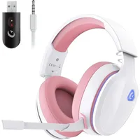 Gvyugke Gaming Headset Wireless, Pink Gaming Kopfhörer Kabellos mit