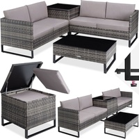 Tectake tectake® Rattan Lounge, für 4 Personen große Aufbewahrungsbox,