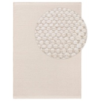 Benuta Wollteppich Rocco Weiß 70x140 cm Kurzflor Flachgewebe für