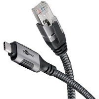 Goobay 70696 Kabeladapter USB C RJ45 schwarz, Silber