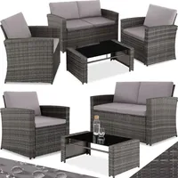 Tectake tectake® Rattan Lounge für 4 Personen widerstandsfähig -