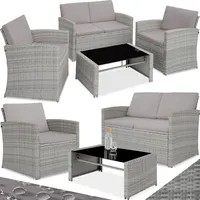 Tectake tectake® Rattan Lounge für 4 Personen, widerstandsfähig -