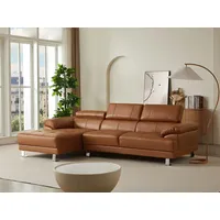 Vente-unique Ecksofa - Premium-Leder - Ecke Links - Karamell