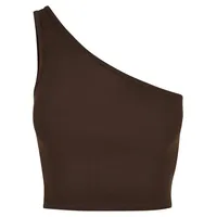 URBAN CLASSICS Ladies Cropped Asymmetric Top in Braun, Größe