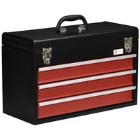 DURHAND Werkzeugkiste mit 3 Schubladen schwarz, rot
