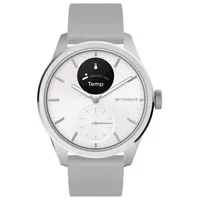 Withings ScanWatch 2 42 mm perlweiß/silber, Sport Flourelastomer-Armband grau/silber