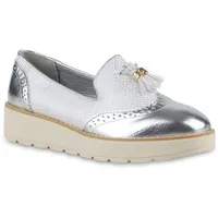 Stiefelparadies Damen Loafers in Silber