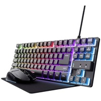 Trust GXT794 Kabelgebunden, Bluetooth® Gaming-Tastatur, Maus-Set Beleuchtet Deutsch, QWERTZ