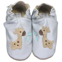 HOBEA-Germany Kitaschuhe Safestep, Kinderhausschuhe, Lederschuhe (Giraffe grau, 26/27) -