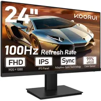 KOORUI 24 Zoll Monitor mit Lautsprecher, Rahmenlos Bildschirm, IPS