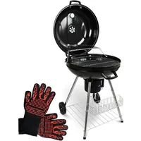 Deluxe4home® deluxe4home BBQ Kugelgrill mit Ablage und Handschuhen