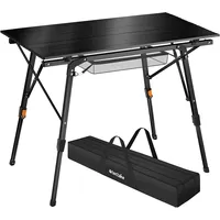 Tectake tectake® Campingtisch, faltbar, höhenverstellbar, - schwarz