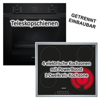 Siemens Herdset Einbaubackofen iQ300 mit Kochfeld Edelstahlrahmen 60 cm