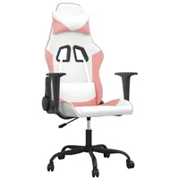 VidaXL Gaming-Stuhl mit Massagefunktion Weiß und Rosa Kunstleder