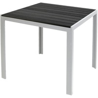 INDA-EXCLUSIV Alu Non-Wood Gartentisch Silber/Schwarz 90x90x74cm-D726911