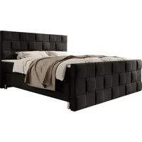 IHG Boxspringbett Tarifa 180x200cm Velour Schwarz / SL 3