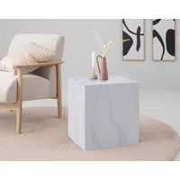 Hela Apollo Couchtisch, Beistelltisch Cube, Holzwerkstoff, Marmor weiß 40x40x46cm