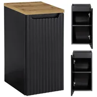 Lomadox Badschrank 30cm, in schwarz mit Eiche NEWPORT-56-BLACK -