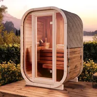 FinnTherm Fasssauna Ellipso S, Moderne Outdoor Sauna inkl. Dacheindeckung,