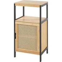 [en.casa] Badezimmerschrank, Tervola 80x40x35cm Bambus/Rattanoptik Schwarz - Naturbelassen