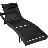 TecTake tectake® Rattan Sonnenliege, widerstandsfähig und UV-beständig, 6-fach verstellbare