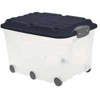 Rotho Rollbox mit Deckel Aufbewahrungsbox , blau , Kunststoff