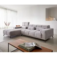 DeLife Ecksofa Ordino 285x200 Cord Silbergrau Ottomane links elektrische