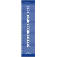 Adina 2025 ADINA Streifenkalender XL blau 49,5x11,3cm Monatskalender