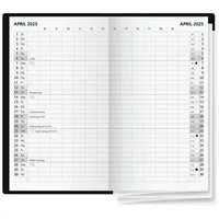 Glocken Taschenkalender 2025, 2 Seiten = 1 Monat schwarz,