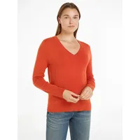 Tommy Hilfiger V-Ausschnitt-Pullover, mit Logo-Stickerei TOMMY HILFIGER Terra Red